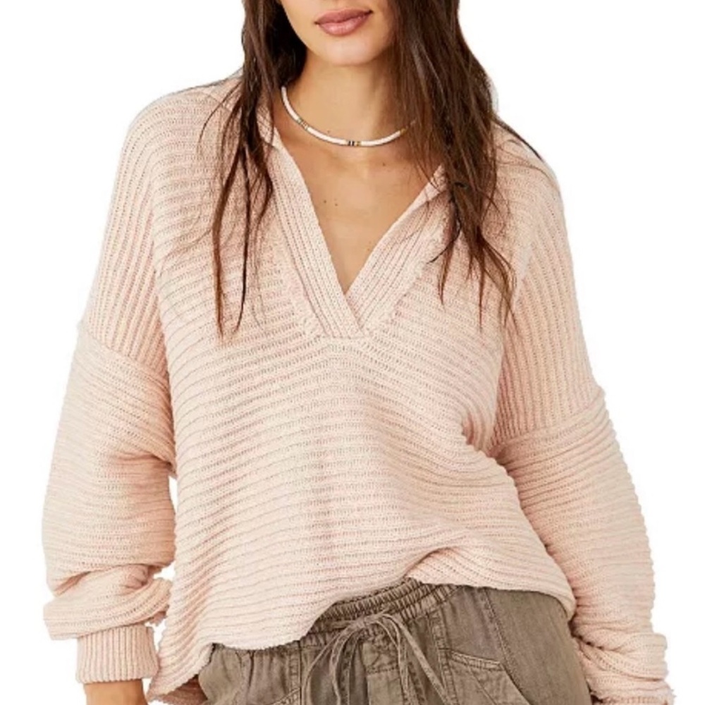 Women's Ribbed Knit Sweater - Pink